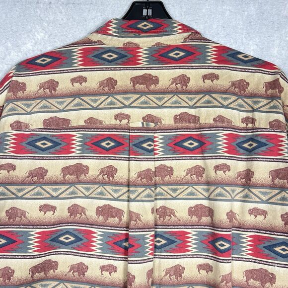 OUTFITTERS ROUNDTREE & YORKE Shirt AZTEC Southwestern Buffalos All Over Men’s XL - Picture 10 of 12